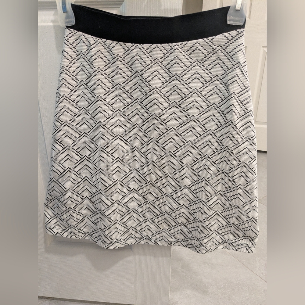 Gilli Black & White Geometric Midi Skirt XS